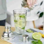 glass cocktail shaker with recipe for bar and restaurant use