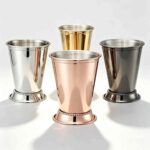 Beaded Trim Mint Julep Cup in Mirror Polish, Rose Gold Plated and Gold Plated Finishes - Stainless Steel Mint Julep Cup Color Options