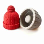 Beanie Hat Shaped Wine Stopper Detail - Realistic Knit Texture, Pom-Pom Topper and Silicone Seal