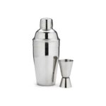 Classic 2-Piece Barware Starter Kit - Stainless Steel Cobbler Shaker and Double Jigger Set