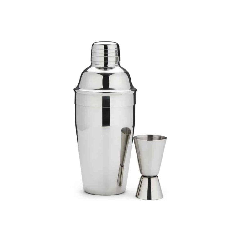 Classic 2-Piece Barware Starter Kit - Stainless Steel Cobbler Shaker and Double Jigger Set