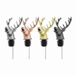 Deer Head Wine Pourer in Antique Finish, Rose Gold Plated and Gold Plated Options - Sculptural Wine Pourer Color Variants