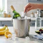 Professional Service with Diamond Patterned Stainless Steel Ice Bucket in High-End Event Setting