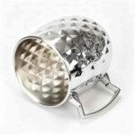 Diamond Textured Moscow Mule Mug Shown Flat - Detail of Embossed Diamond Grid Texture and Handle