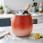 Egg Shaped Beverage Chiller Used for Chilling Champagne on Luxury Restaurant Table