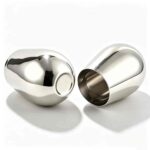 Egg Shaped Stainless Steel Tumbler Shown Flat - Detail of Curved Egg Silhouette and Flat Base