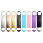 Flat Bar Blade Bottle Opener in Mirror Polish, Rose Gold Plated, Gold Plated and Custom Painted Finishes - Stainless Steel Speed Opener Color Options
