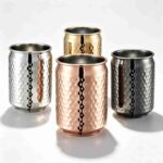 Hammered Coke Can Shaped Cup in Mirror Polish, Rose Gold Plated and Gold Plated Finishes - Hammered Stainless Steel Mug Color Options