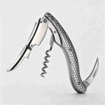 Hammered Waiter’s Corkscrew Opened - Detail of Double-Hinged Fulcrum, Worm and Serrated Foil Cutter