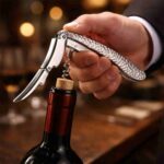 Bartender Using Hammered Waiter’s Corkscrew for Effortless Cork Extraction in Luxury Restaurant