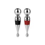 Heavy Duty Metal Wine Stopper with Black and Red Silicone Gasket Color Options - Stainless Steel Wine Stopper Seal Variants
