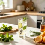 Precision Mixing with Leaf Shaped Twisted Stem Stainless Steel Spoon in Garden-to-Glass Mixology