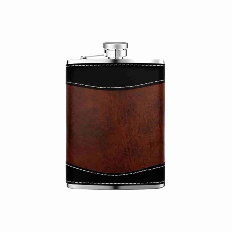 Leather Wrapped Hip Flask Supplier - Premium Stainless Steel Hip Flask with Textured Leather Wrap