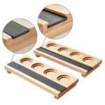 Close-up of Multi-Slot Spirits Tasting Board Wells and Chalkboard Strip - Wooden Tasting Board Detail