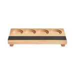 Multi-Slot Spirits Tasting Board Supplier - 4-Slot Natural Wood Tasting Flight Board with Chalkboard