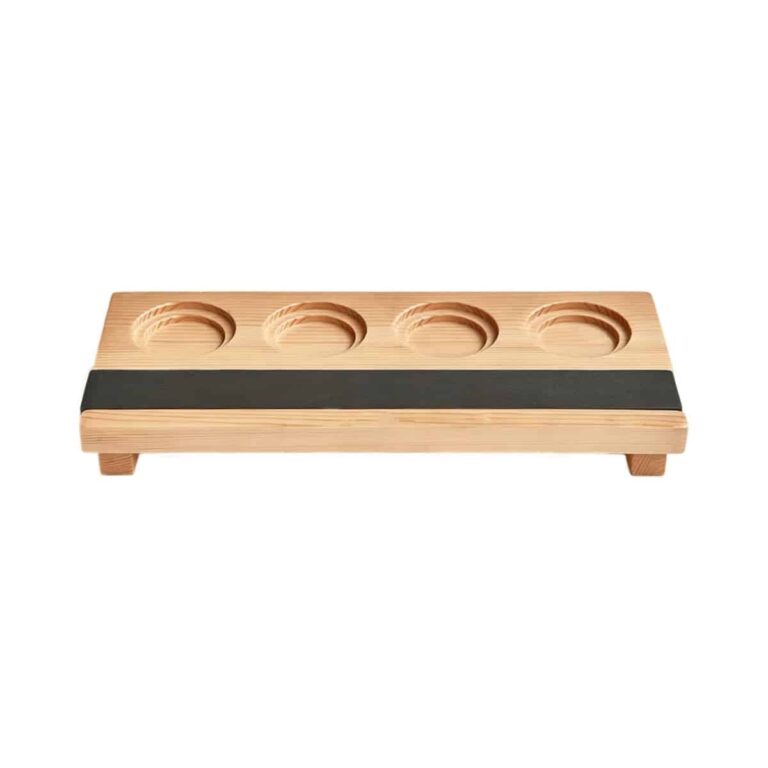 Multi-Slot Spirits Tasting Board Supplier - 4-Slot Natural Wood Tasting Flight Board with Chalkboard