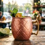 Patterned Moscow Mule Mug Used for Serving Moscow Mules at Luxury Tropical Resort Bar