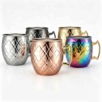 Patterned Moscow Mule Mug in Mirror Polish, Rose Gold Plated and Gold Plated Finishes - Geometric Stainless Steel Mug Color Options