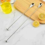 Pestle Tip Twisted Stem Mixing Spoon in 30cm and 40cm Lengths - Stainless Steel Mixing Spoon Size Comparison