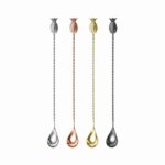 Pineapple Tip Twisted Stem Mixing Spoon in Mirror Polish, Rose Gold Plated and Gold Plated Finishes - Stainless Steel Mixing Spoon Color Options