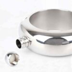 Portable Bracelet Hip Flask Shown Flat - Detail of Slim Hollow-Ring Design and Spherical Cap