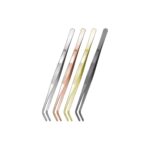 Precision Bent Tip Cocktail Tweezer in Mirror Polish, Rose Gold Plated and Gold Plated Finishes - Stainless Steel Garnish Tweezer Color Options