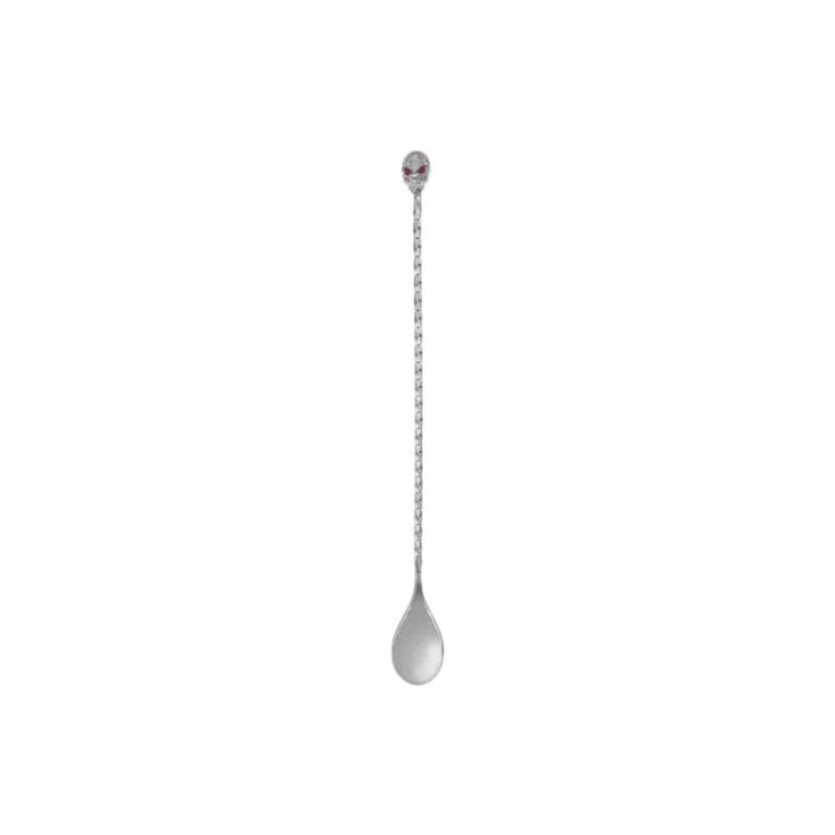 Red-Eye Skull Tip Twisted Stem Mixing Spoon Supplier - Stainless Steel Mixing Spoon with Red-Eyed Skull Finial