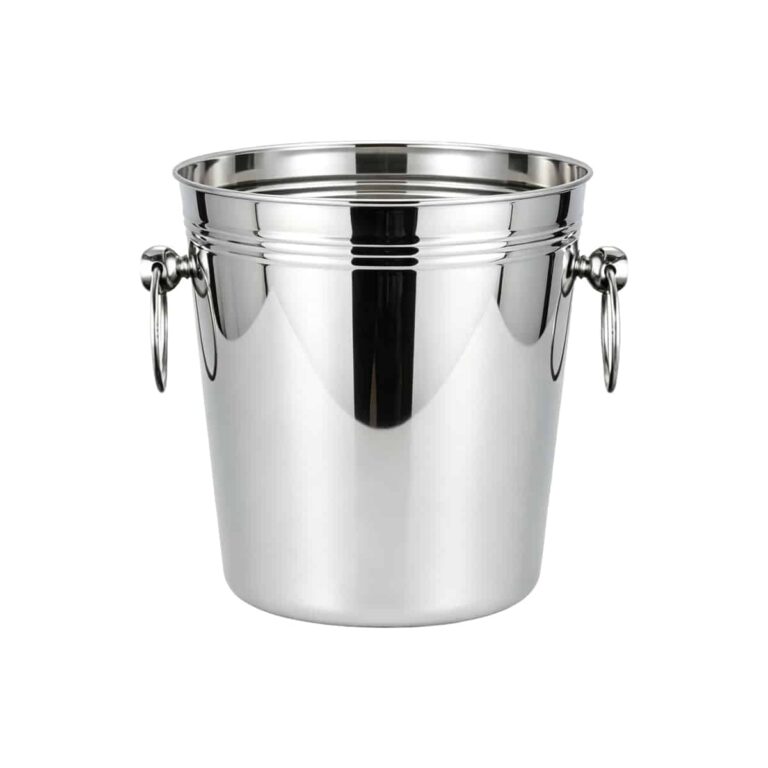 Ribbed Ice Bucket with Ring Handles Supplier - Stainless Steel Ice Bucket with Triple Ribs and Swivel Handles