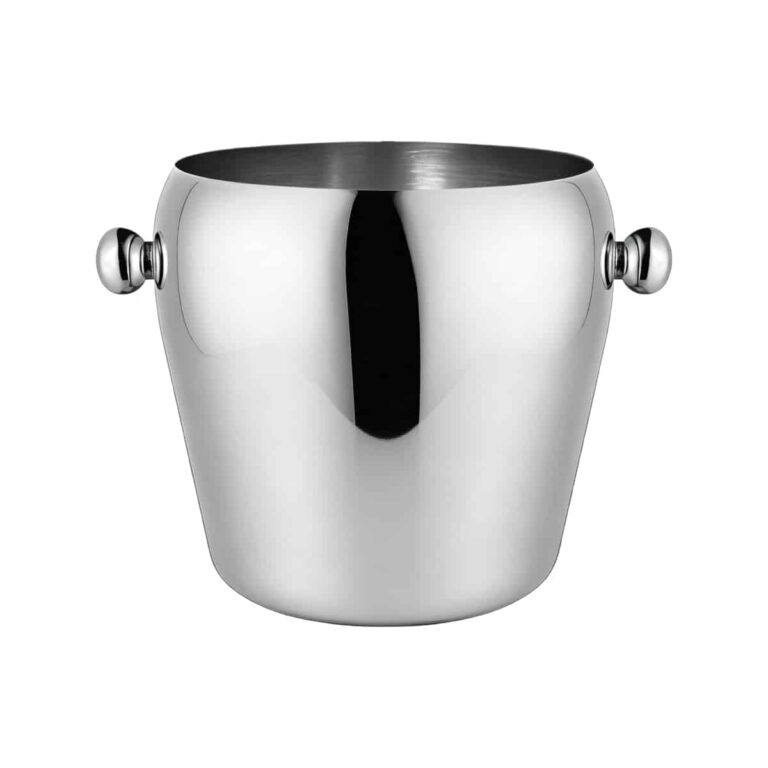 Round Beverage Ice Bucket Supplier - Stainless Steel Tulip-Shaped Ice Bucket with Ball Handles