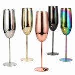 Slim Stemmed Champagne Flute in Mirror Polish, Rose Gold Plated and Gold Plated Finishes - Stainless Steel Champagne Flute Color Options