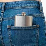 Slimline Stainless Steel Hip Flask Carried Discreetly in Suit Pocket for Formal Events