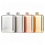 Smooth Contour Hip Flask in Mirror Polish, Rose Gold Plated and Gold Plated Finishes - Stainless Steel Hip Flask Color Options