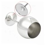 Stainless Steel Balloon Wine Goblet Shown Flat - Detail of Oversized Balloon Bowl and Weighted Stem