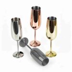 Stainless Steel Champagne Flute in Mirror Polish, Rose Gold Plated and Gold Plated Finishes - Stainless Steel Champagne Flute Color Options