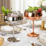 Stainless Steel Coupe Glass Used for Serving Champagne and Martinis in Luxury Bar Setting