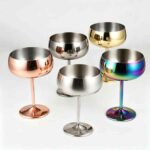 Stainless Steel Coupe Glass in Mirror Polish, Rose Gold Plated and Gold Plated Finishes - Stainless Steel Coupe Glass Color Options