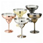 Stainless Steel Margarita Glass in Mirror Polish, Rose Gold Plated and Gold Plated Finishes - Stainless Steel Margarita Glass Color Options