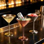 Stainless Steel Martini Glass Used for Serving Martinis and Cosmopolitans in Luxury Rooftop Bar