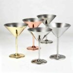 Stainless Steel Martini Glass in Mirror Polish, Rose Gold Plated and Gold Plated Finishes - Stainless Steel Martini Glass Color Options