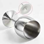 Stainless Steel Wine Glass Goblet Shown Flat - Detail of Wide Spherical Bowl and Straight Stem
