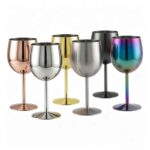 Stainless Steel Wine Glass Goblet in Mirror Polish, Rose Gold Plated and Gold Plated Finishes - Stainless Steel Wine Goblet Color Options
