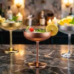 Professional Cocktail Service with Wide Bowl Stainless Steel Coupe Glass at High-End Event