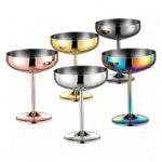 Wide Bowl Coupe Glass in Mirror Polish, Rose Gold Plated and Gold Plated Finishes - Stainless Steel Coupe Glass Color Options