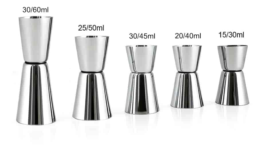 double capacity cocktail jigger stainless steel 1oz 2oz two-sided bar measuring tool