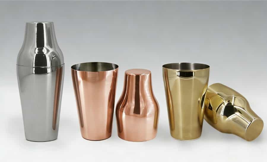 french parisian cocktail shaker two piece stainless steel elegant design