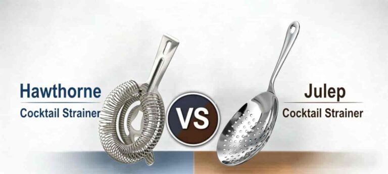 hawthorne vs julep strainer comparison stainless steel cocktail bar tools side by side