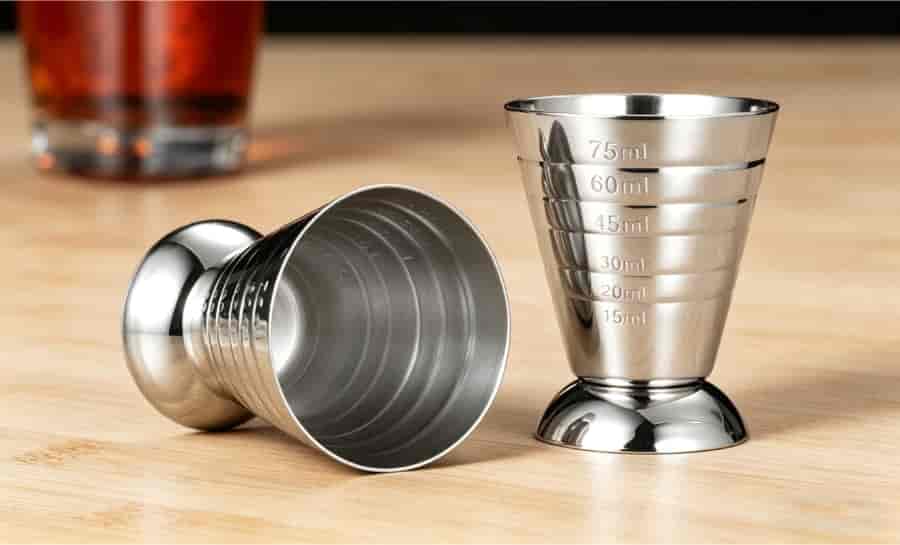 single jigger 75ml internal measurement markings stainless steel cocktail measuring cup bar tool
