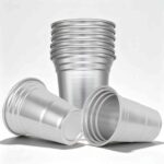 Ripple Aluminum Drinking Cup Shown Flat - Detail of Multi-Ribbed Ripple Texture and Stackable Design