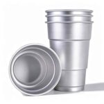 Tiered Aluminum Party Cup Shown Flat - Detail of Tiered Design and Stackable Structure