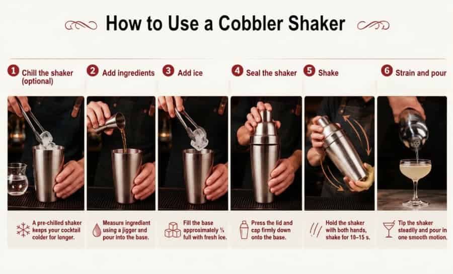 How to Use a Cocktail Shaker: Step-by-Step Guide for Every Shaker Type 2 how to use cobbler cocktail shaker step by step three piece stainless steel home bar
